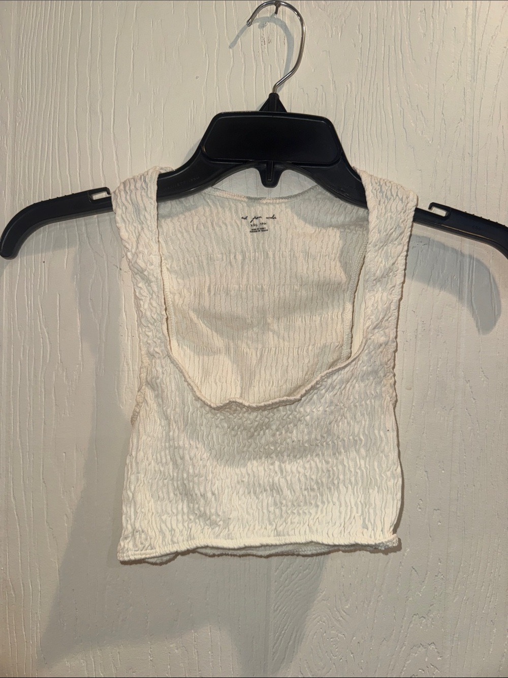 Urban Outfitters Cream Smocked Crop Tank Top
